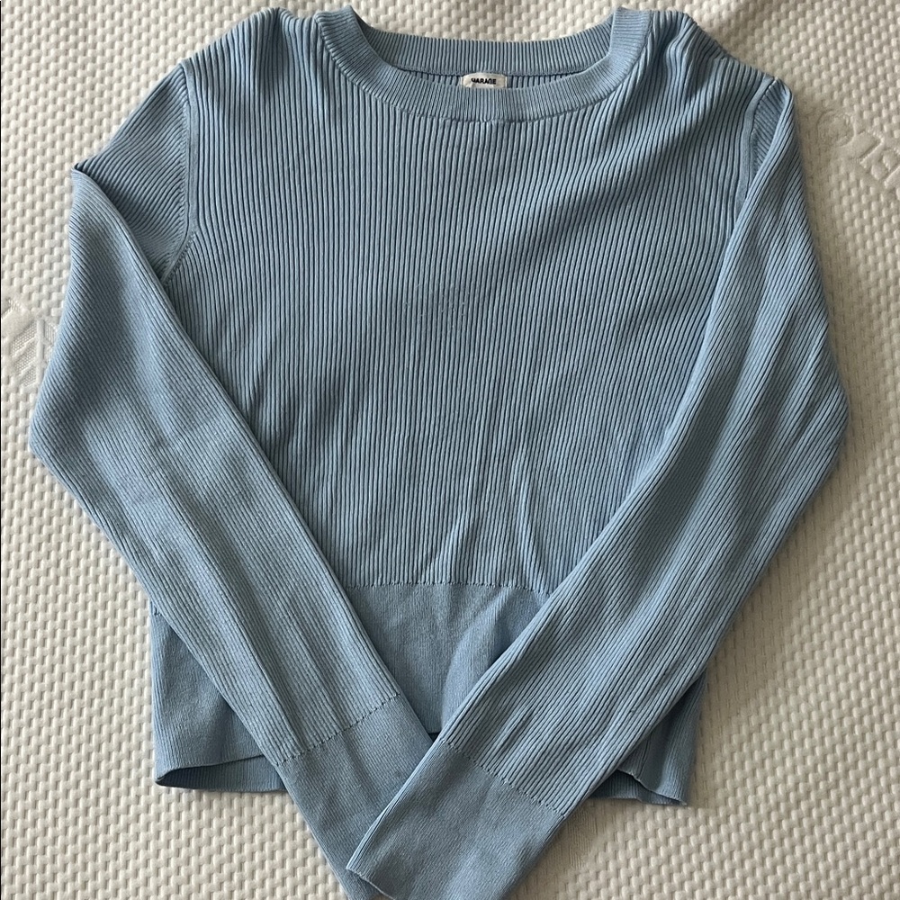 Garage Sky Blue Ribbed Knit Top